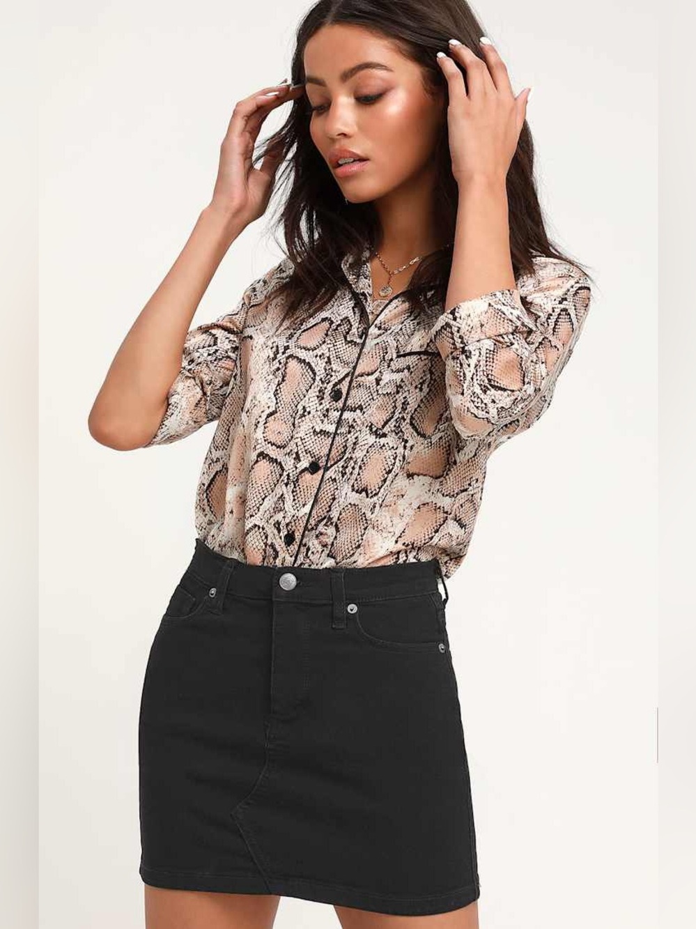 Free people Teagan Black Denim Mini Skirt